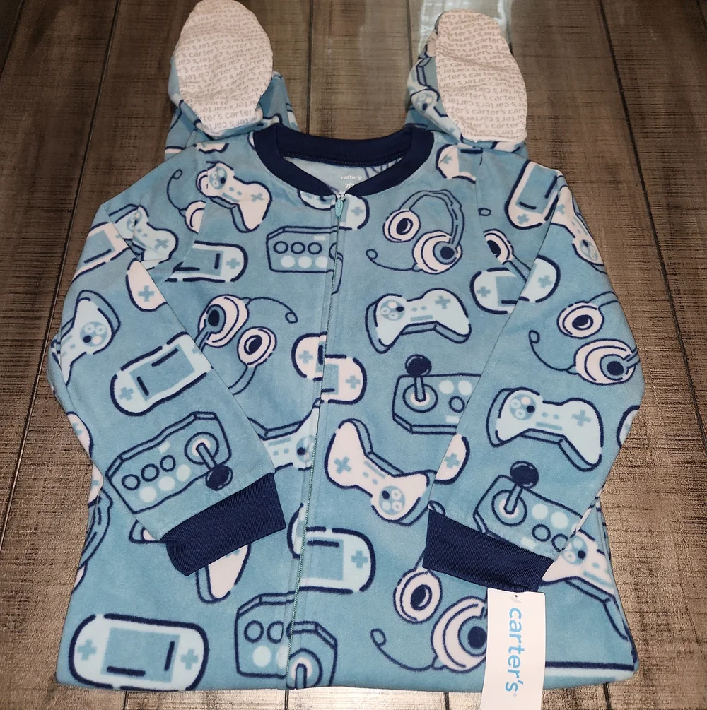 NWT Carter's Teal Video Game Print Footed Pajama